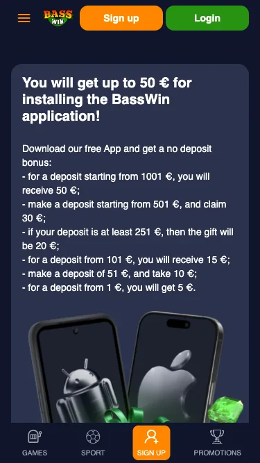 Mobile app bonus offer with Android and iOS logos